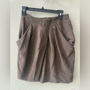 FEI Anthropologie Skirt Womens 6 Brown Crossover Waist Pockets Career